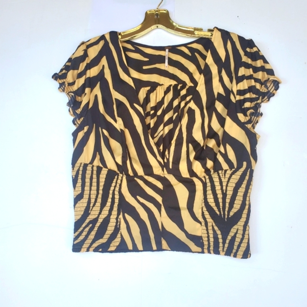 Free People "Show Me Love" Zebra Print Smock Top Size XL - Picture 13 of 13